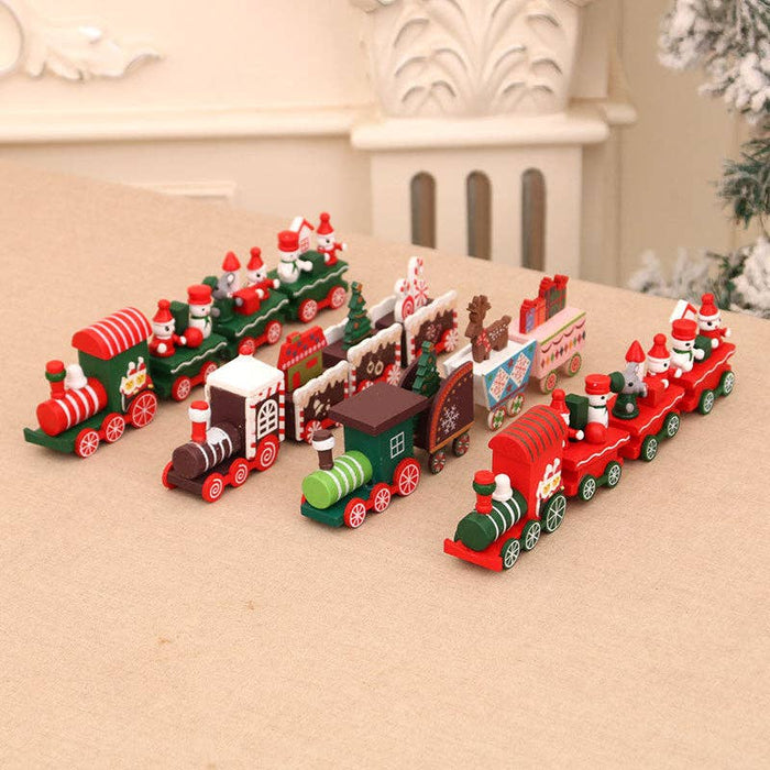 Wooden Christmas Train Tabletop Holiday Decor: Deer Style