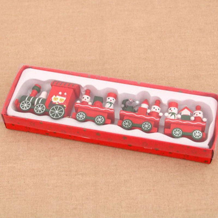 Wooden Christmas Train Tabletop Holiday Decor: Deer Style