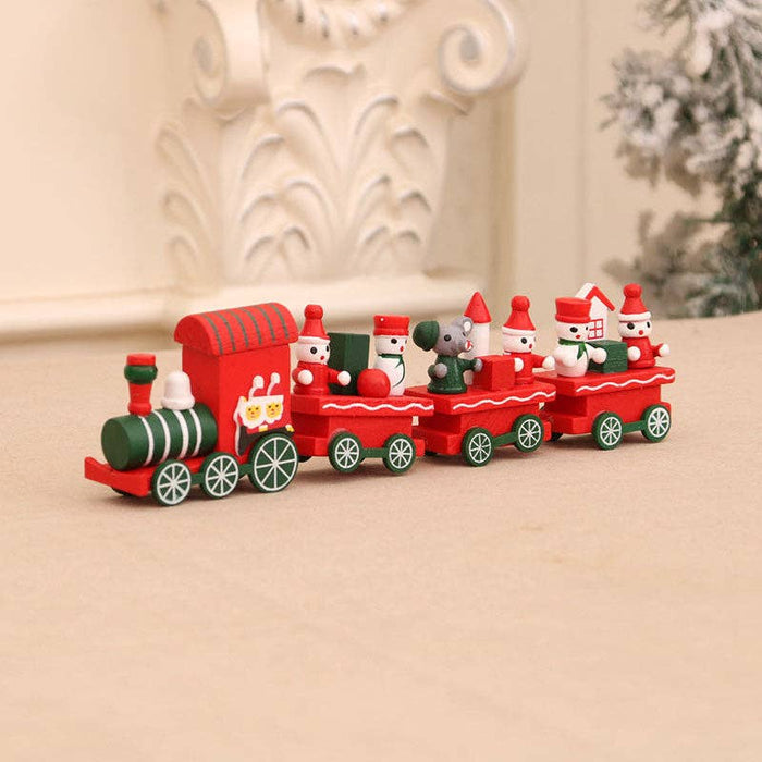 Wooden Christmas Train Tabletop Holiday Decor: Deer Style