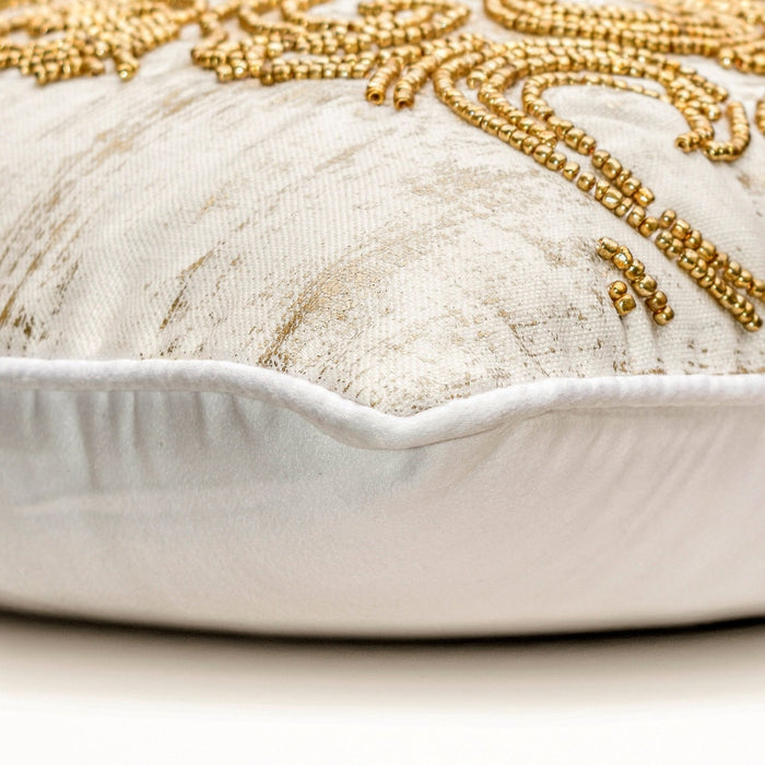 Zadie - White & Gold Suede Throw Pillow Cover